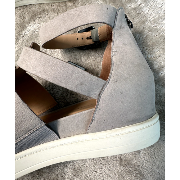 Linea Paolo Gray Leather Hidden Wedge Sandals Womens Size 8 - Picture 6 of 8